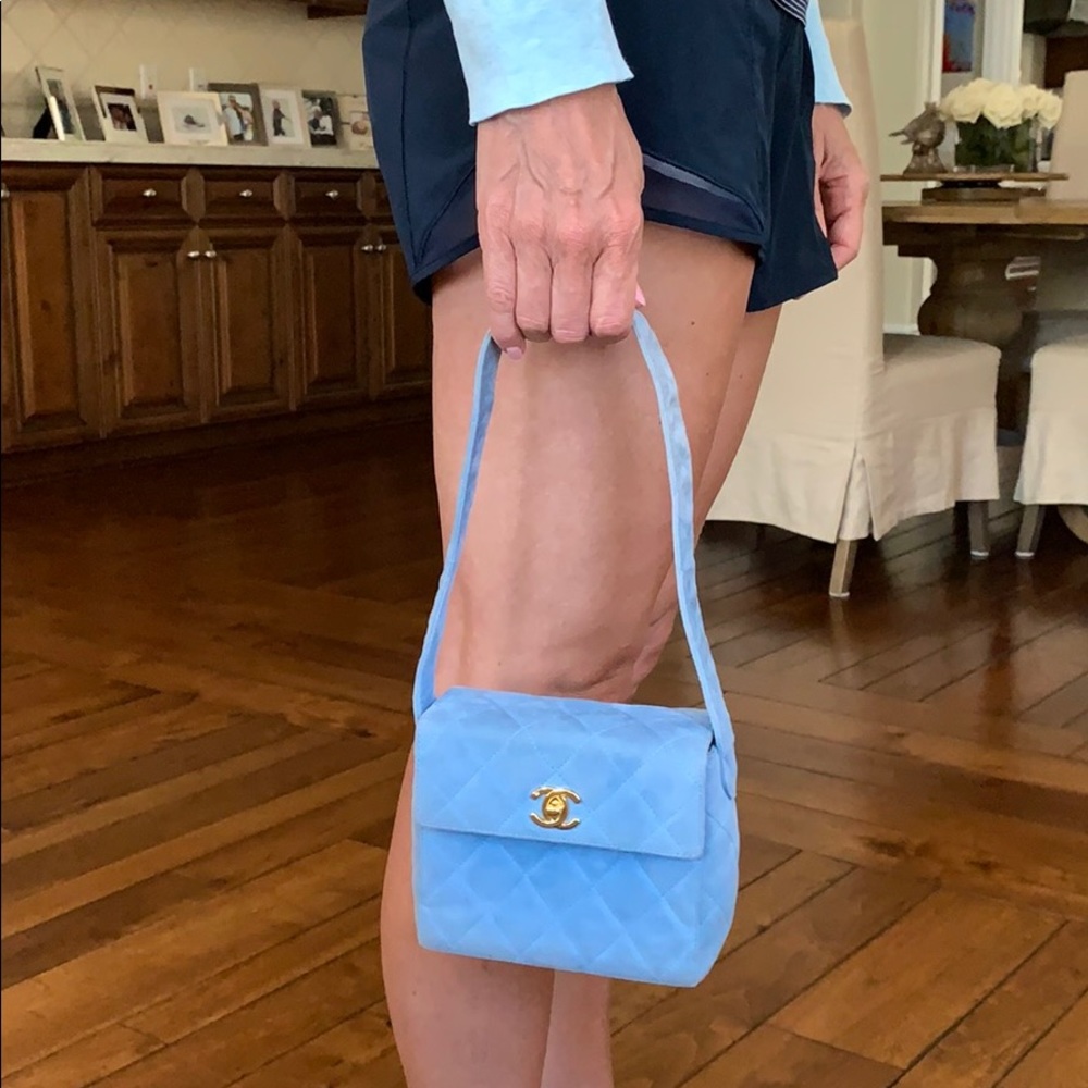 CHANEL Blue Mini Bag with Gold Accents - Picture 9 of 10